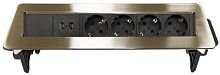 Розетка встраеваемая полуавтоматическая Mebax 47 4-м.+2xUSB 319х93мм серый металлик картинка